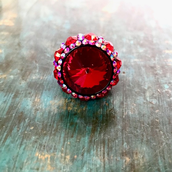 Festive Colorful Crystal Stretch Rings - Picture 5 of 7